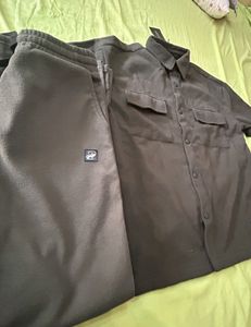 KHAKI POLAR FLEECE SHACKET COORD