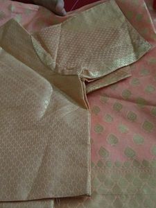 Peach Banarasi Saree with Blouse