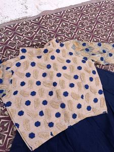 Blue &amp; Beige Two-Piece Set