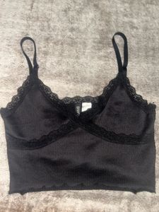 Black Lace Trim Cami Top