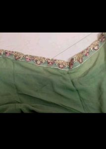 Elegant Green Naira Cut Kurta With Dupatta