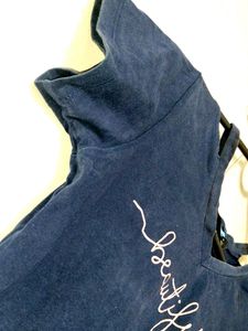 Navy Blue Crop T-top For Girls