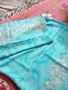 Elegant Aqua Blue Floral Saree