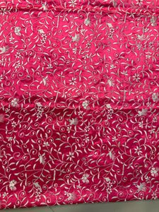 Pink Embroidered Saree With Blouse And Petticoat