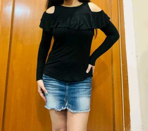 Beautiful Cold Shoulder Ruffle Top