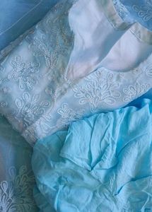 POWDER BLUE ORGANZA PATIALA SUIT + FREE GIFT
