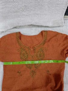 Embroidered Brownish Orange Top
