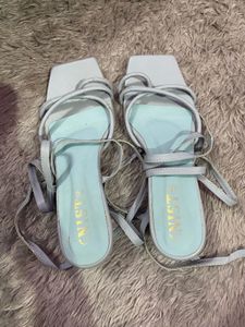 Blue Ankle Wrap Heels
