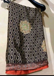 Crepe Floral Saree With Blouse 🤎