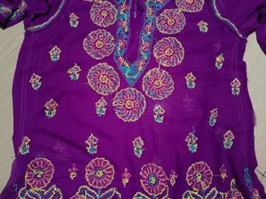 Purple Chikankari Kurti