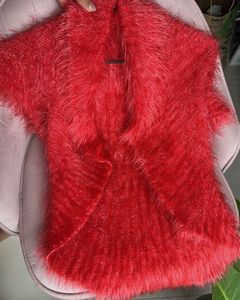 Red Fuzzy Knit Jacket