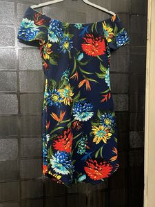 floral off shoulder bodycon mini dress