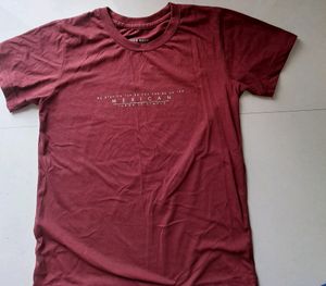 Burgundy- Brown Round Neck Female T- Shirt