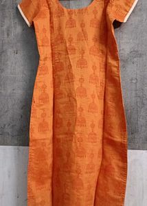 Orange Printed Kurta