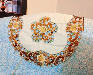 Floral Cutwork Sofa/Table Covers Set of 2