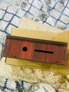 wooden piggy bank