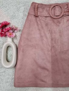 Light Pink Belted A-Line Skirt