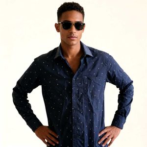 Navy Blue Patterned Shirt