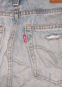 Distressed Denim Skirt