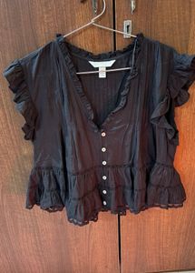 Ruffled Black Top