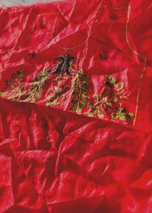 Red Embroidered Blouse Piece