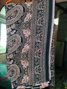 Black Floral Printed Soft Saree.