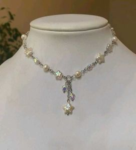 Starry Pearl Charm Necklace