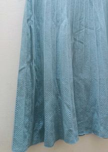 Pleated straight long woolen skirt