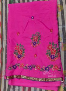 Pink Georgette Saree (with Running Blouse Piece)