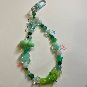 Green Themed Handmade Beaded Bag Charm
