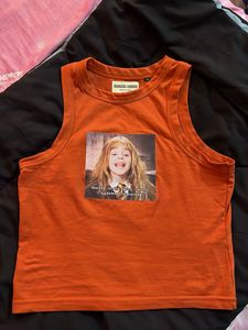 Orange Graphic Tank Top