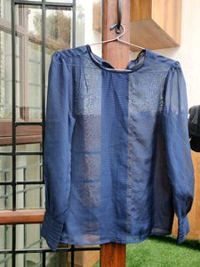 Beautiful Sheer Navy Van heausen top