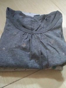 Girls&#39; Gray Tee &amp; Patterned Pants Set