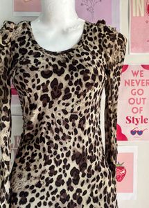 Y2K Chettah  Print Dress With Lining