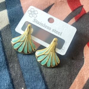 Teal &amp; Gold Earrings