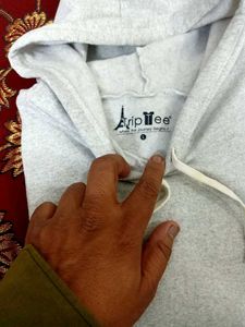 STRIP TEE Grey Hoodie