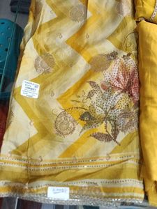 Yellow Printed Salwar Suit Material