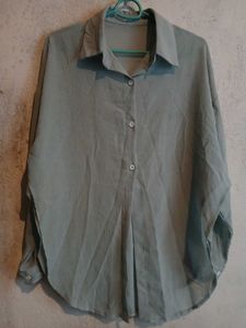 Olive Green Oversized Button-Down