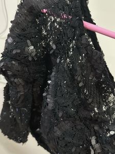 Sequin Embellished Black Crop Off shoulder Top