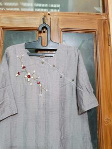 Beautiful Grey Kurti With Amazing Work