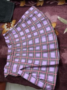 Purple Plaid Pleated Skirt