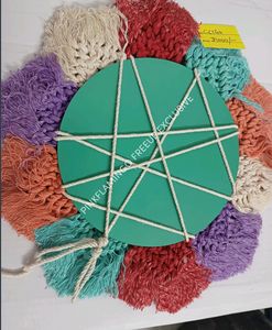 Macrame 15 Inches Colourful Mirror