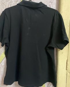 Women Polo Neck Black Tshirt