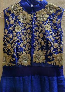 Royal Blue Gold Embroidered Gown