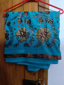 Embroidered Blue Saree