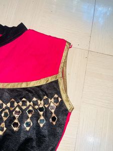 Elegant Pink &amp; Black Party Dress