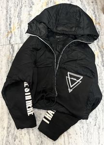 Black Cropped Puffer Jacket