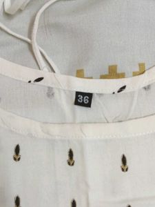 Elegant White Printed Kurta(New used once)