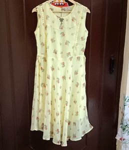Lemon Yellow Dress With Attached Belt