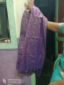 New Purple Dupatta with Gold Print